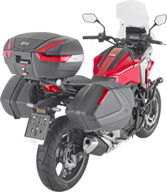 GIVI V35/V37 sidecase hardware fitting with fasteners and bolts for motorcycle luggage installation.