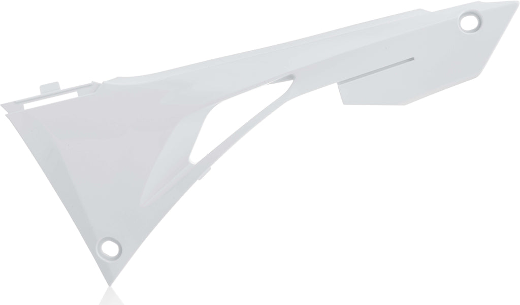 Acerbis white airbox cover for motorcycle, featuring a sleek design and brand logo, shown on a neutral background.
