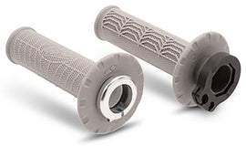 Motion Pro Dirt Control II grey grip lock-on for motorcycle handlebars, featuring textured surface and secure locking mechanism.