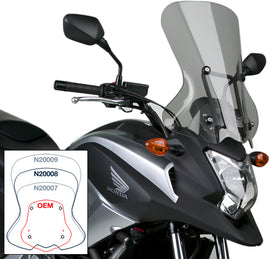 Smoke replacement windshield for National Cycle Vstream Sport/Tour motorcycle, providing wind protection and style.