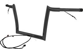 12-inch OEM Monkey Bar Handlebars by BAGGERNATION in satin black with pre-wiring for Harley Davidson motorcycles.