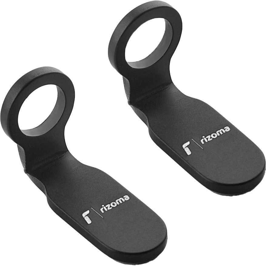 Pair of black RIZOMA turn signal mounting kits with light units, designed for motorcycle turn signal installation.