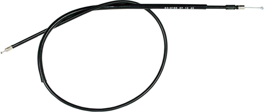 Motion Pro black vinyl choke cable for hydraulic control lines, featuring a durable black exterior and metal fittings.