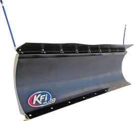 KFI Products Pro Poly Blade 60-inch plow mounted on a vehicle, showing the durable, wide snow removal blade for heavy-duty use.