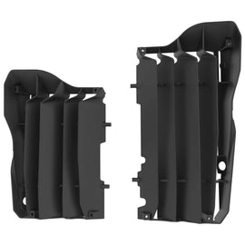Polisport Plastics black radiator louver for Honda CRF250 motorcycle, designed to protect and enhance cooling system appearance.