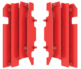 Polisport Plastics radiator louvers in red, model 64-56530, designed for motorcycle radiators, shown in the image.