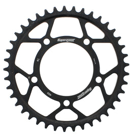 Supersprox steel rear sprocket 41-tooth for 530 chain, black finish, designed for street motorcycles, compatible with Kawasaki models.