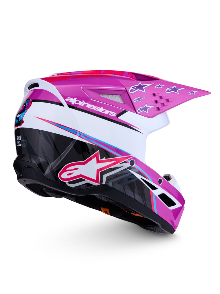 S M3 Falcon Helmet Ece06/Dot Prpl/Wht/Blk/Pink Fl Gl Lg