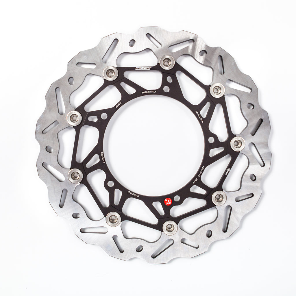 Braking Sk2 directional left rotor for brakes, showing the metal disc with ventilated design and mounting holes.