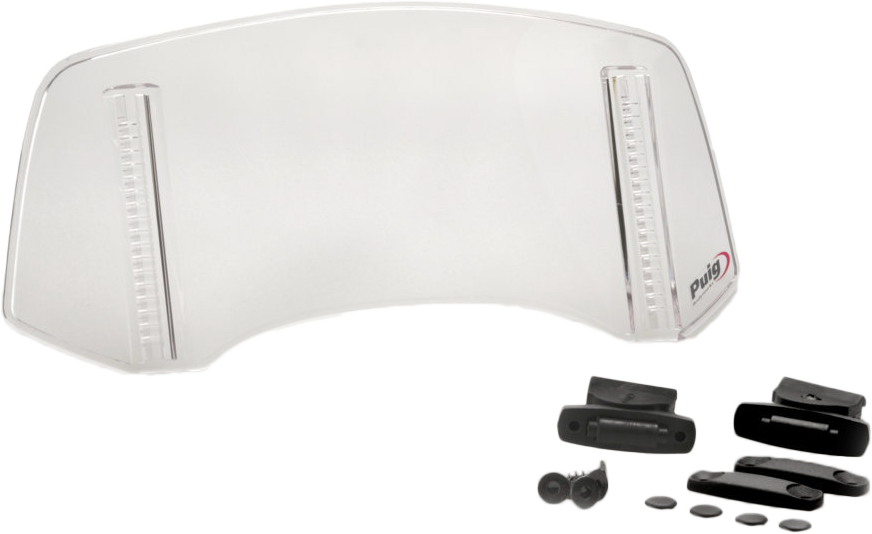 PUIG Multi-Adjustable Visor 2.0 windscreen, clear fixed screw, 300x130mm, motorcycle windshield for optimal ride visibility