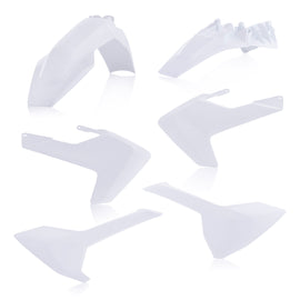 Acerbis plastic kit with various black and gray durable motorcycle parts laid out for assembly or repair.