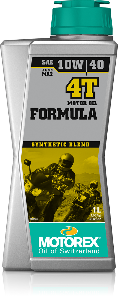 Motorex Formula Oil 10w40 4T 1L bottle, automotive engine oil, with the label visible, in a case of 10.