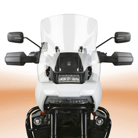 National Cycle Vstream 16.38-inch clear windshield for Pan America motorcycle, providing wind protection and improved riding comfort.