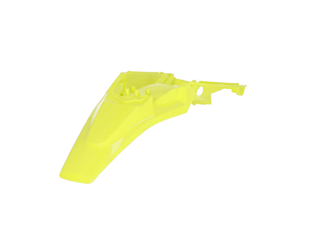 Acerbis yellow rear fender for motorcycle, showing the curved plastic design and mounting points, in a bright yellow color.