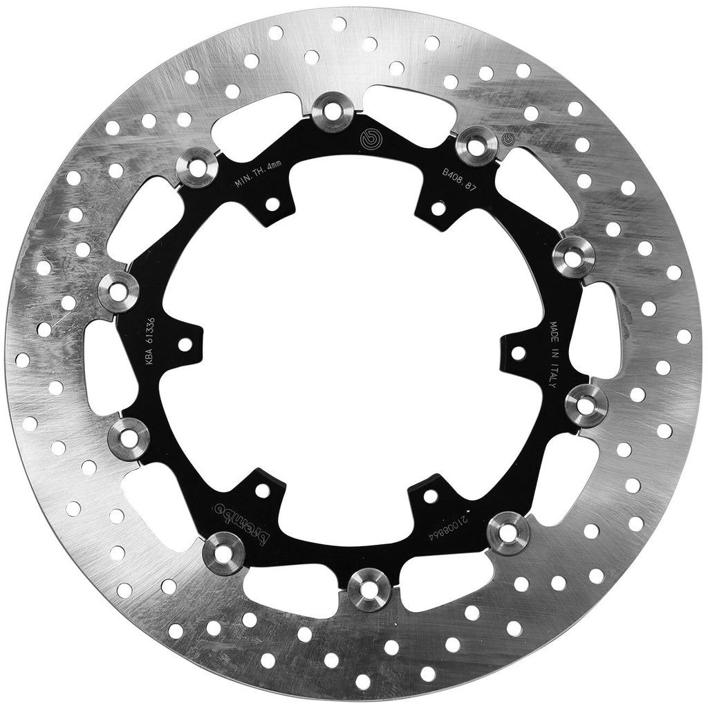 Brembo Serie Oro front rotor floating brake disc with drilled venting, designed for high-performance vehicles.