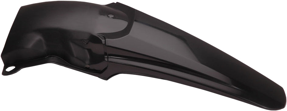 Black Acerbis rear fender for motocross or dirt bikes, with mounting points and textured surface for durability and style.