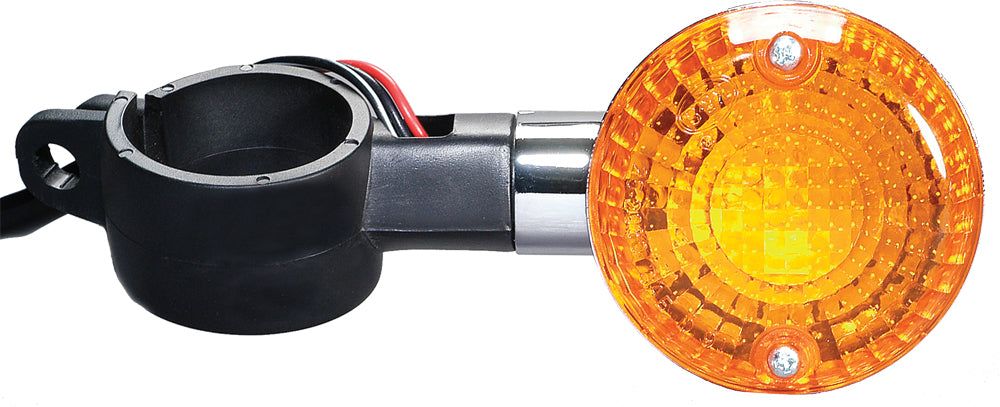 K&S Technologies front right turn signal illumination for vehicle, showing clear lens and mounting bracket in close-up view.