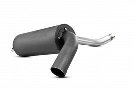 MBRP Exhaust single slip-on system with 4.25-inch black sport muffler, showing the sleek exhaust pipe and muffler design.