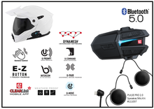 Charger l'image dans la galerie, UCLEAR 180508 motorcycle helmet communication system showing control interface and speakers inside a helmet.
