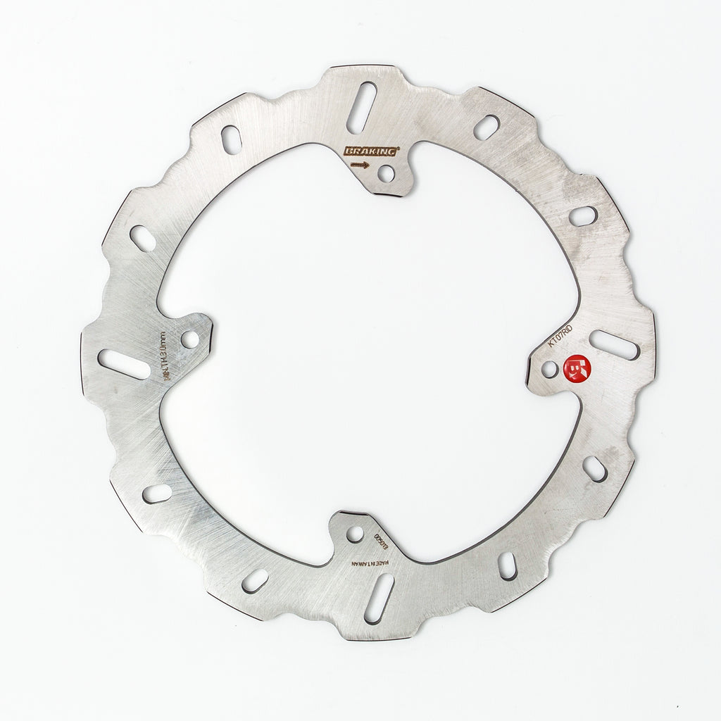Rear braking rotor by Braking, showing the circular metal disc with vented design for effective braking performance.