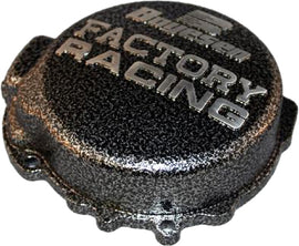 Boyesen Factory Racing Ignition Cover in black, designed for motorcycle ignition systems, showcasing a sleek protective cover.