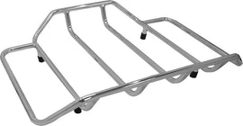 HardDrive HardDrive Tour Pack Rack Chrome 820-2627 mounted on motorcycle showing sleek chrome finish and sturdy design