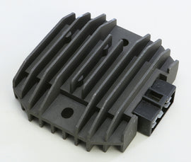Ricks Motorsport Electric regulator and rectifier for motorcycle electrical systems, showing the metal and plastic components.