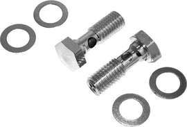 Pair of chrome HardDrive Breather Bolts for Evo Bigtwin and XL fuel system intake or carburetor applications.