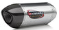 Yoshimura Signature Alpha slip-on exhaust system for motorcycles, featuring stainless steel and carbon fiber components.
