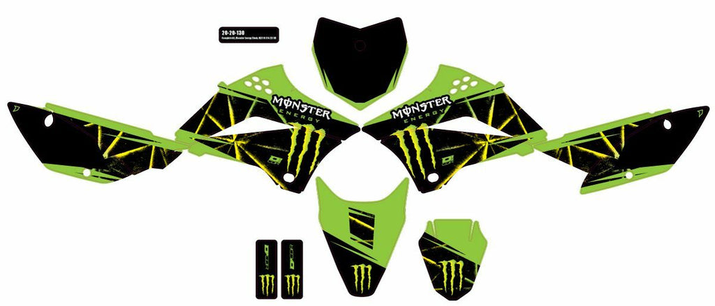 DCOR Monster Energy Slash black graphic decal kit with bold monster logo design for motorcycle or vehicle customization.