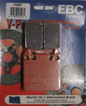 Load image into Gallery viewer, EBC Motorcycle Brakes V-Series brake pads for 15-32V motorcycle braking system, showing the black brake pad with metal backing plate.