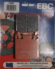 EBC Motorcycle Brakes V-Series brake pads for 15-32V motorcycle braking system, showing the black brake pad with metal backing plate.