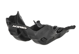 Acerbis black skid plate for Yamaha bikes, sturdy metal protection with mounting holes, designed to shield the underside during riding.
