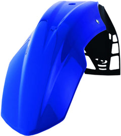 Blue Polisport Plastics Free Flow UFX front fender for motorcycle, featuring a sleek design and durable plastic construction.