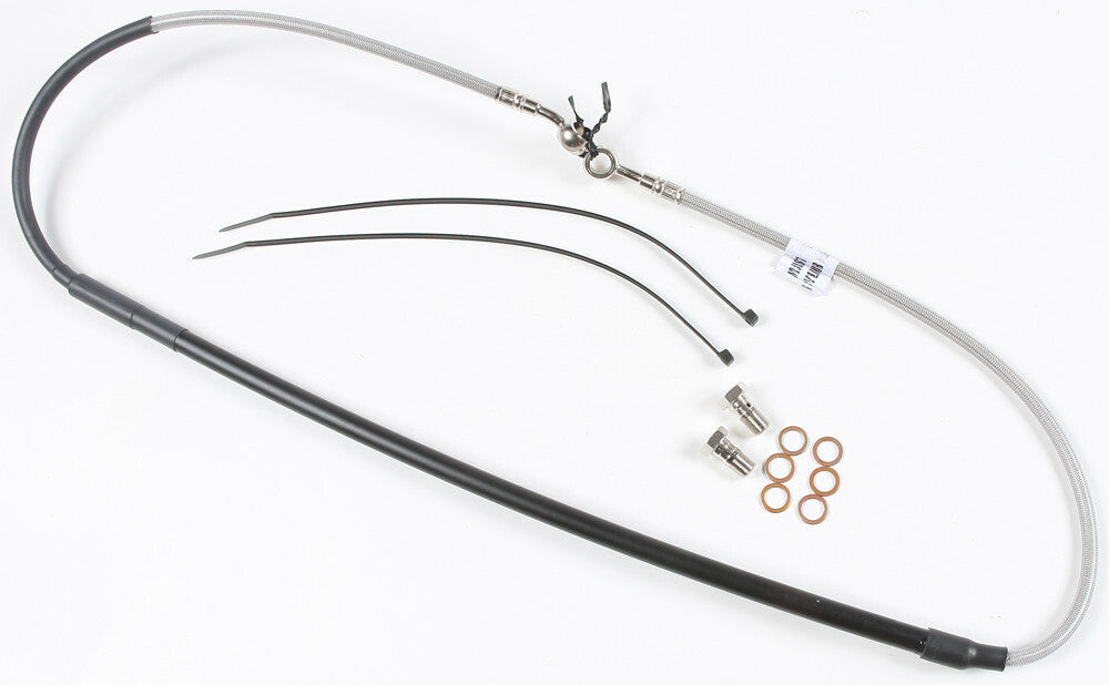 GBRAKES steel front brake line for Yamaha motorcycle, showcasing the durable, flexible brake hose with metal fittings.