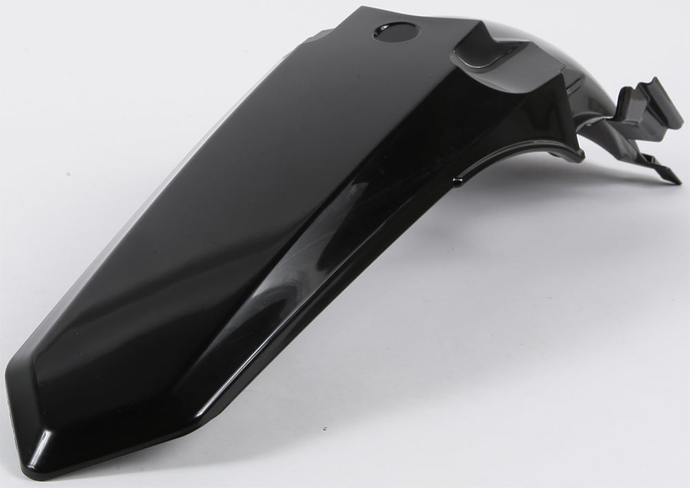 Acerbis black rear fender for motorcycle, showcasing its sturdy plastic construction and sleek design.