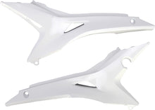 Load image into Gallery viewer, White Acerbis airbox cover for motorcycle, featuring the Acerbis logo and vent openings for optimal airflow and protection.