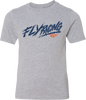 Fly Racing youth Fly Khaos grey T-shirt for boys, featuring the brand logo and casual fit, shown on a plain background.