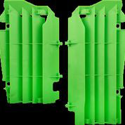 Green Polisport Plastics radiator louver for street bikes, model 64-56543, designed to protect and enhance radiator appearance.