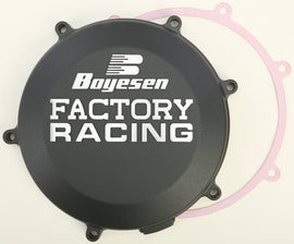 Boyesen motorcycle clutch cover in black, designed for street bikes, featuring a sleek, durable design for optimal performance.