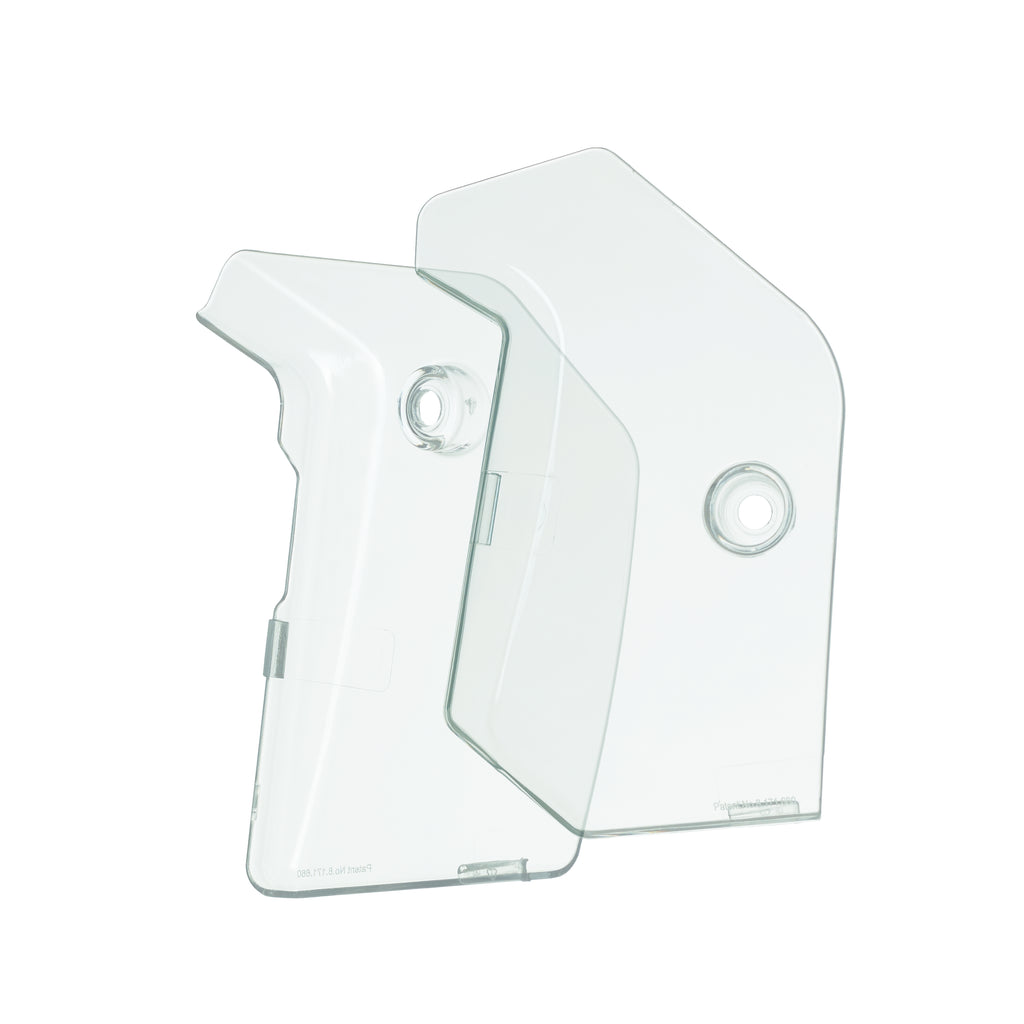 Polisport Plastics clear graphic guard for Honda CRF250 motorcycle, showing the transparent protective plastic with logo design.