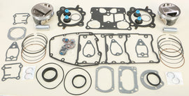 Wiseco V-Twin Piston Kit VT2712 with gaskets for motorcycle engine repair, featuring precision-machined pistons and gasket components.