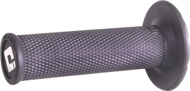 ODI Grips Universal Lock-On No Waffle design in graphite with silver accents, suitable for bicycle handlebar control.