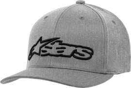 Alpine Star Blaze Flexfit Hat in charcoal heather and black, size small/medium, casual unstructured hat with curved brim.