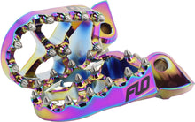 Load image into Gallery viewer, Flo Motorsports Pro Series Foot Pegs Jet Fuel 122-8028J, durable metal foot pegs with textured surface for motorcycle riding.