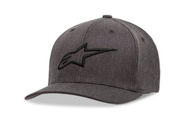 Alpine Star Curve Hat in charcoal and black, small/medium size, featuring a curved brim and adjustable strap.