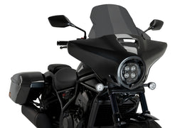 PUIG touring high-road dark smoke windshield for motorcycle, featuring sleek tinted windscreen with aerodynamic design.