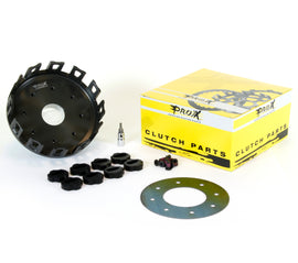 ProX Racing Parts clutch basket for Kawasaki models, showing detailed metal construction and mounting points.