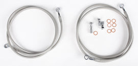 Streamline front brake line for Maverick bikes, featuring durable construction and precise fit for reliable stopping power.