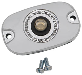 HardDrive touring brake master cylinder cover for Rr Brake 08-20, motorcycle brake part with black finish and mounting details